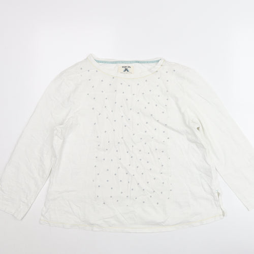 Night Owl Women White Polka Dot Blouse M Long Sleeve Cotton