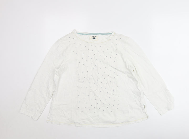 Night Owl Women White Polka Dot Blouse M Long Sleeve Cotton