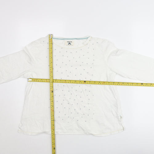 Night Owl Women White Polka Dot Blouse M Long Sleeve Cotton