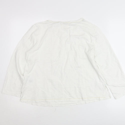 Night Owl Women White Polka Dot Blouse M Long Sleeve Cotton