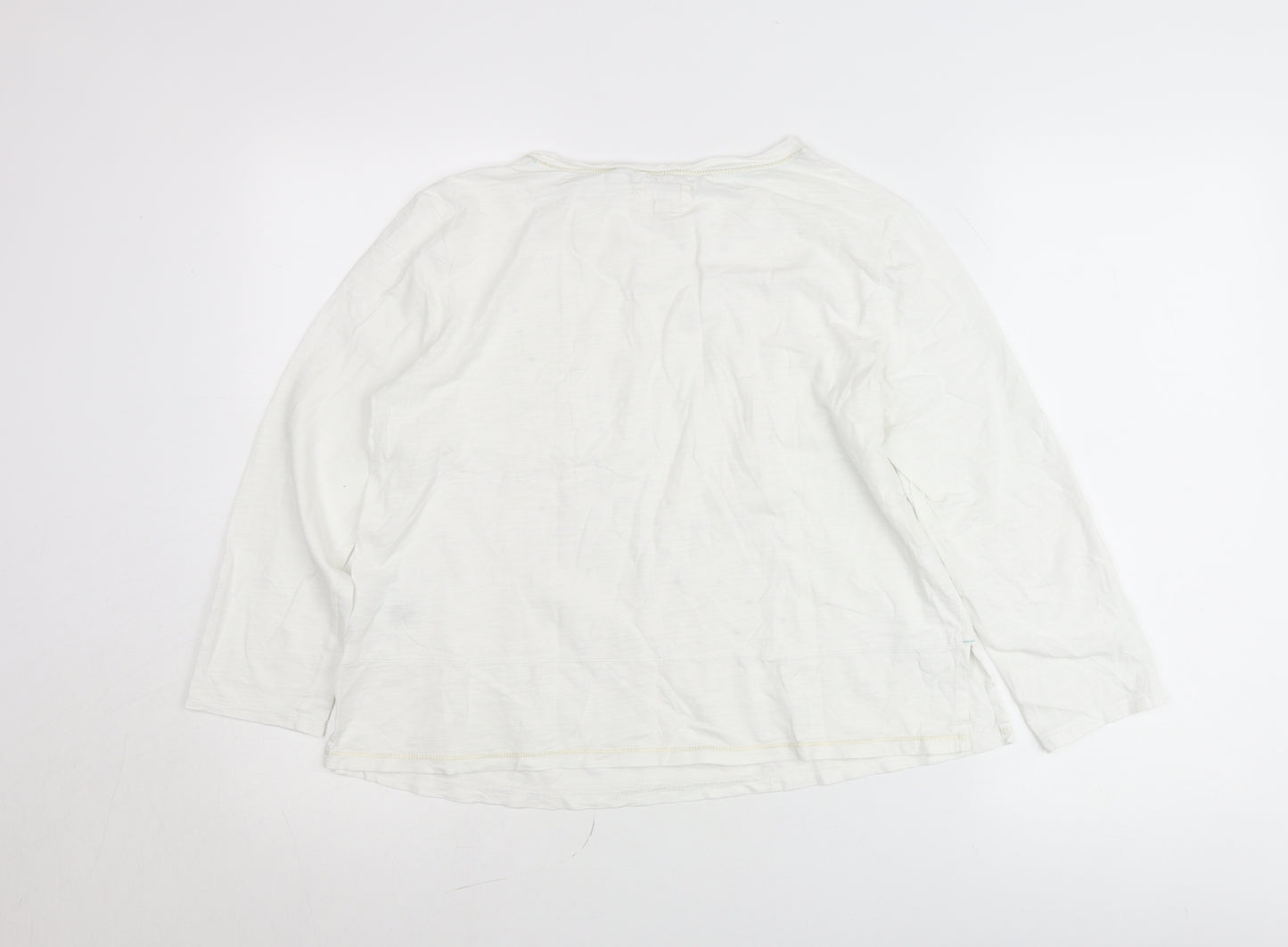 Night Owl Women White Polka Dot Blouse M Long Sleeve Cotton