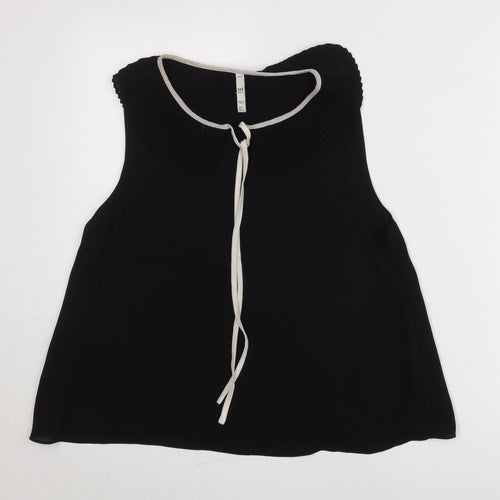 Zara Women Black Size 8 Sleeveless Tunic Blouse with Pleated Collar