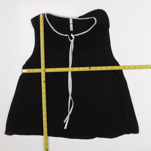 Zara Women Black Size 8 Sleeveless Tunic Blouse with Pleated Collar