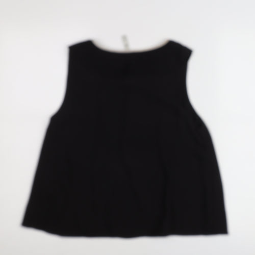 Zara Women Black Size 8 Sleeveless Tunic Blouse with Pleated Collar