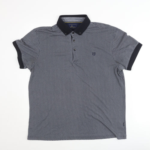 XV Kings Mens Blue Geometric Polo Shirt XL Short Sleeve Cotton Blend