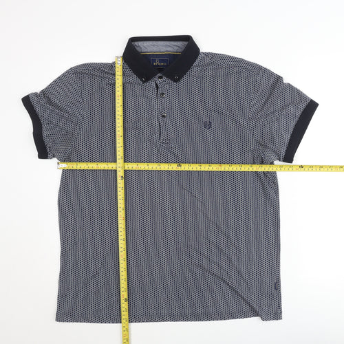 XV Kings Mens Blue Geometric Polo Shirt XL Short Sleeve Cotton Blend