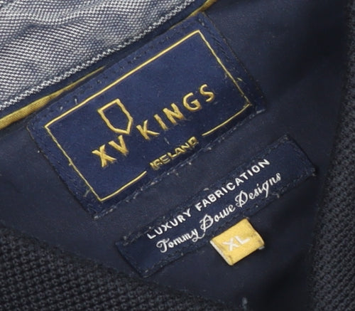 XV Kings Mens Blue Geometric Polo Shirt XL Short Sleeve Cotton Blend
