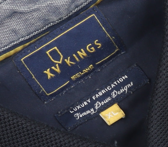 XV Kings Mens Blue Geometric Polo Shirt XL Short Sleeve Cotton Blend