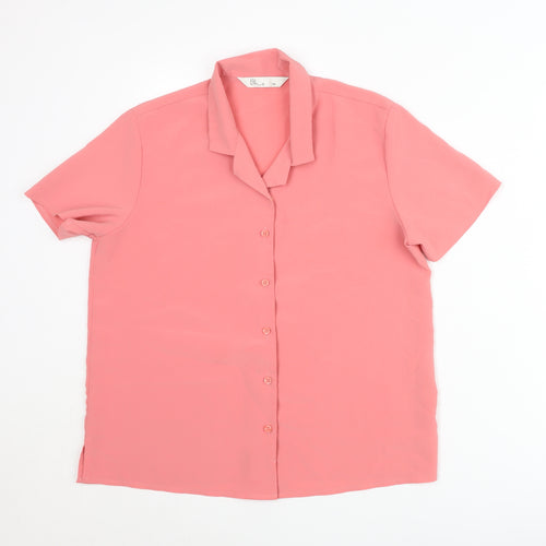 BHS Womens Pink Size 14 Button-Up Short Sleeve Collared Shirt