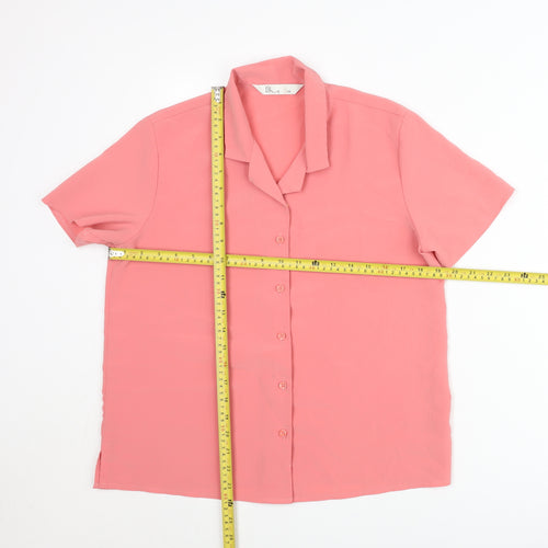 BHS Womens Pink Size 14 Button-Up Short Sleeve Collared Shirt