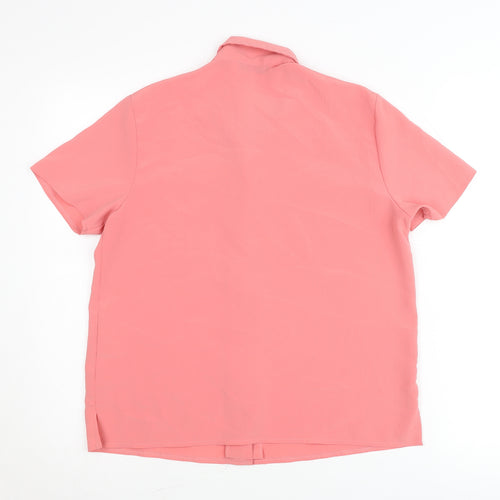 BHS Womens Pink Size 14 Button-Up Short Sleeve Collared Shirt