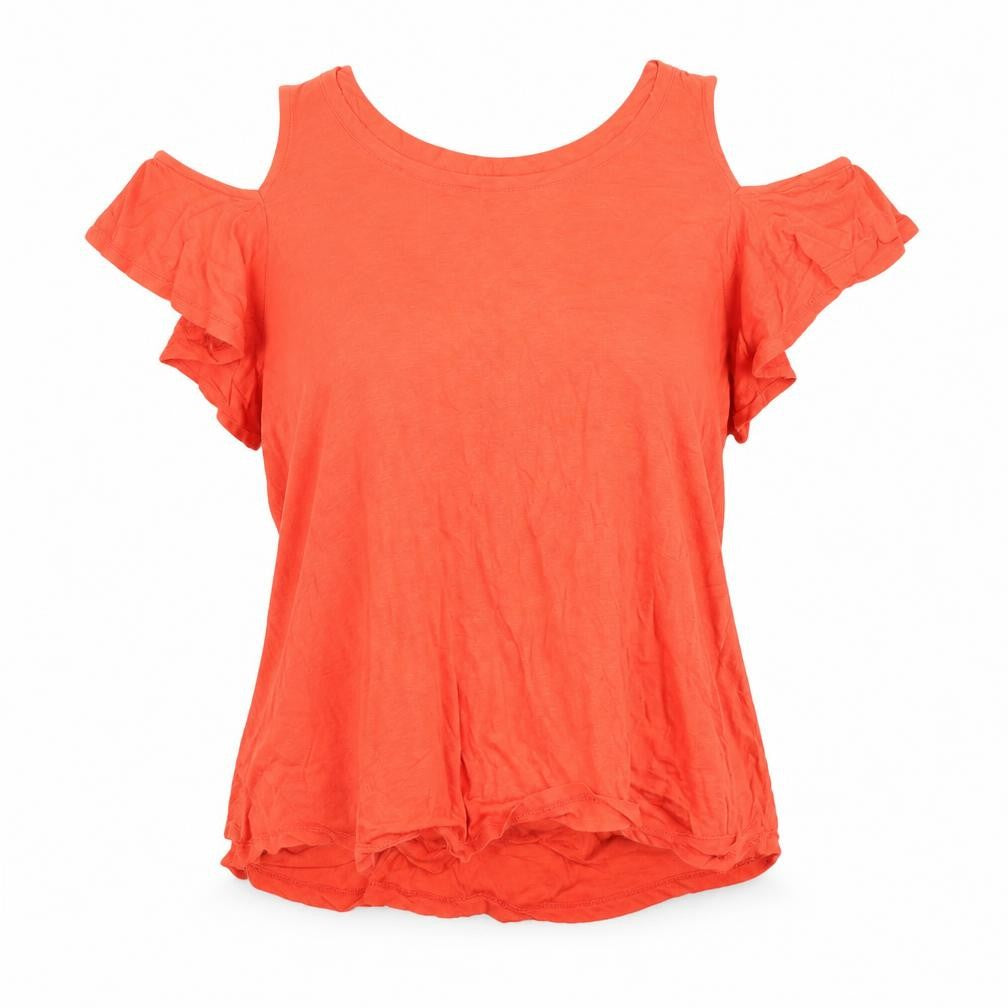 Bershka Womens Orange Size 8 Cold Shoulder Jersey T-Shirt