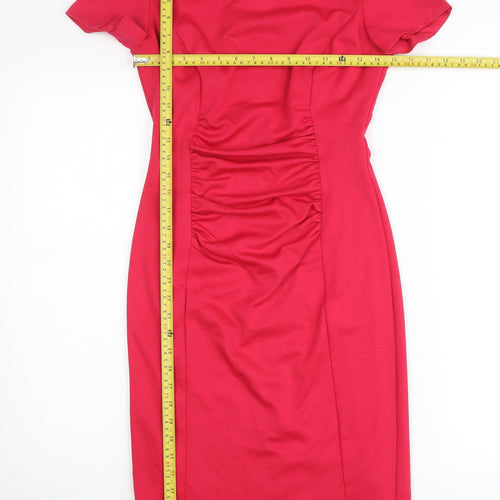 South Women’s Red Sheath Dress Size 8 Knee Length Short Sleeve
