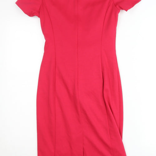 South Women’s Red Sheath Dress Size 8 Knee Length Short Sleeve