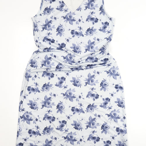 Berkertex Women’s Blue Floral Sleeveless Sheath Dress Size 12