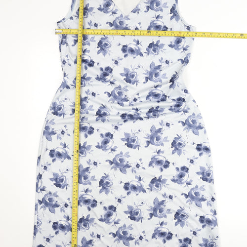 Berkertex Women’s Blue Floral Sleeveless Sheath Dress Size 12