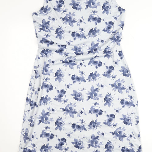 Berkertex Women’s Blue Floral Sleeveless Sheath Dress Size 12