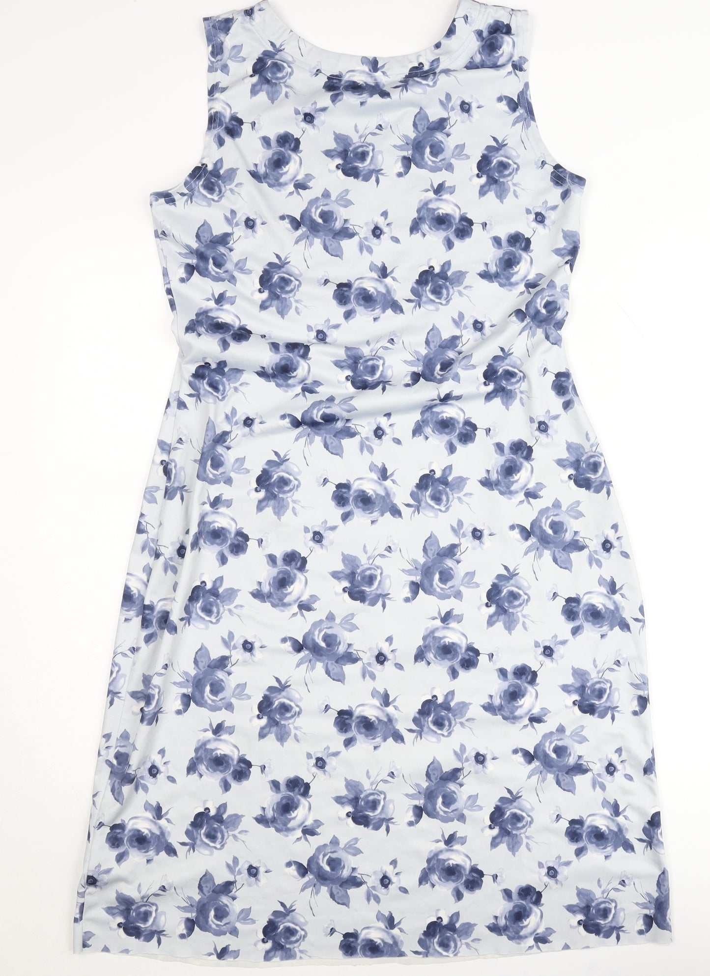 Berkertex Women’s Blue Floral Sleeveless Sheath Dress Size 12