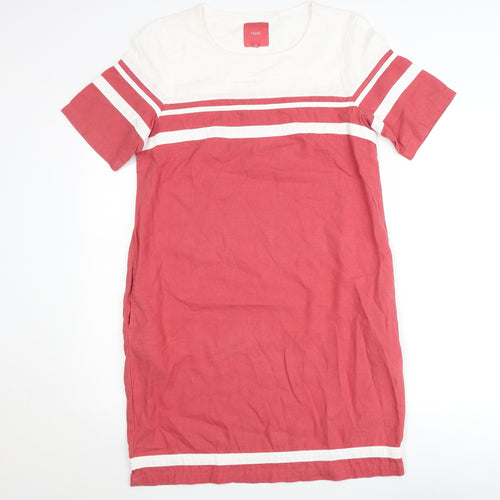 Next Women’s Red White Shift Dress Size 12 Linen Cotton Casual