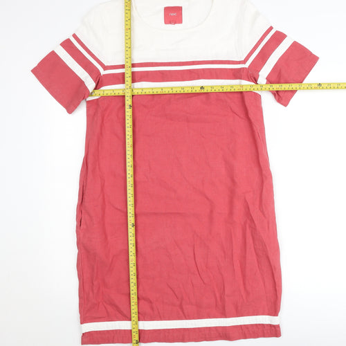 Next Women’s Red White Shift Dress Size 12 Linen Cotton Casual