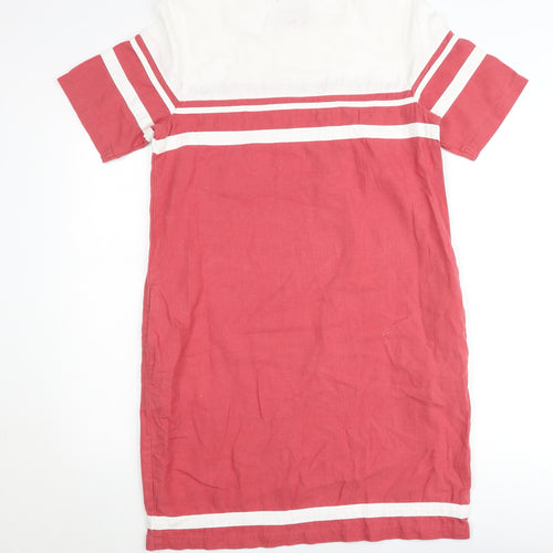 Next Women’s Red White Shift Dress Size 12 Linen Cotton Casual