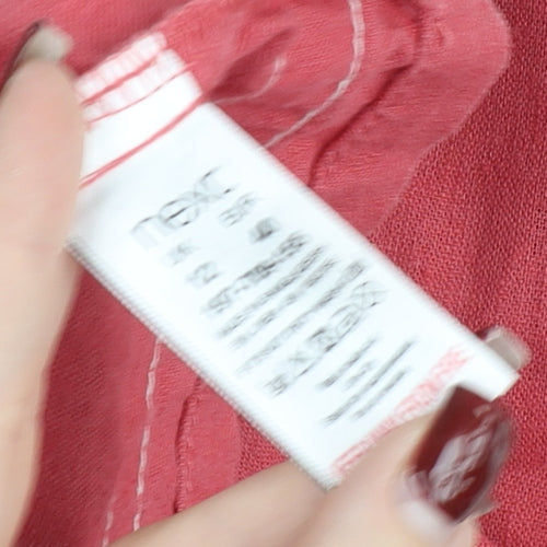 Next Women’s Red White Shift Dress Size 12 Linen Cotton Casual