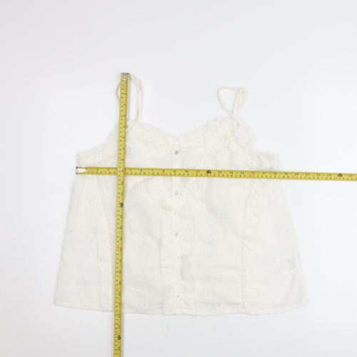 INSIDE Women’s White XL Cotton Camisole Blouse with Ruffles