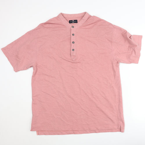 Marks & Spencer Blue Harbour Pink Henley Shirt Tee M Unisex Cotton