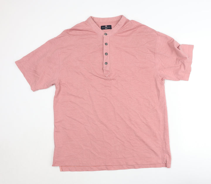 Marks & Spencer Blue Harbour Pink Henley Shirt Tee M Unisex Cotton