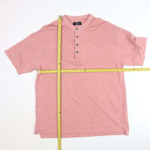 Marks & Spencer Blue Harbour Pink Henley Shirt Tee M Unisex Cotton