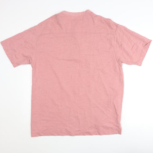 Marks & Spencer Blue Harbour Pink Henley Shirt Tee M Unisex Cotton