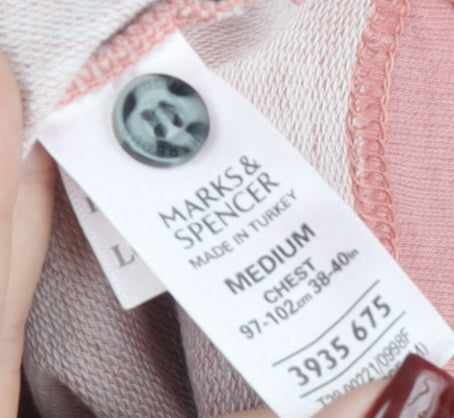 Marks & Spencer Blue Harbour Pink Henley Shirt Tee M Unisex Cotton