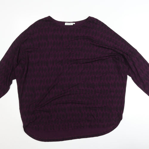 Masai Womens Purple Geometric Tunic Blouse Size L 3/4 Sleeve