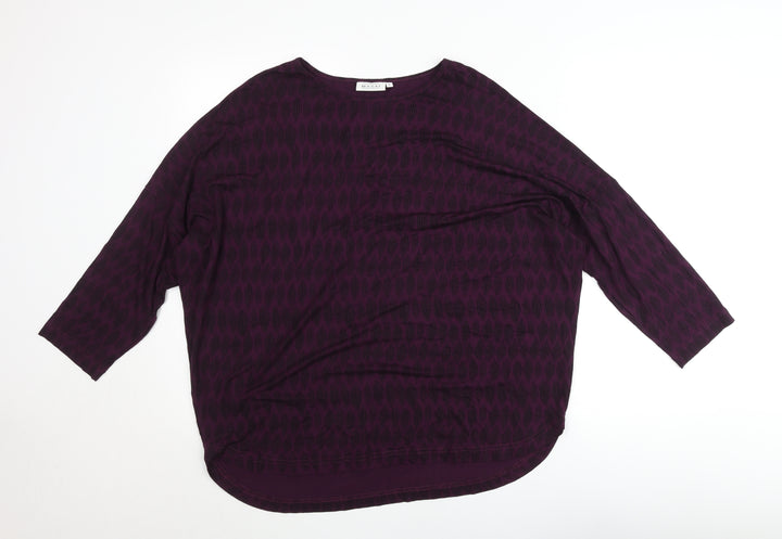 Masai Womens Purple Geometric Tunic Blouse Size L 3/4 Sleeve