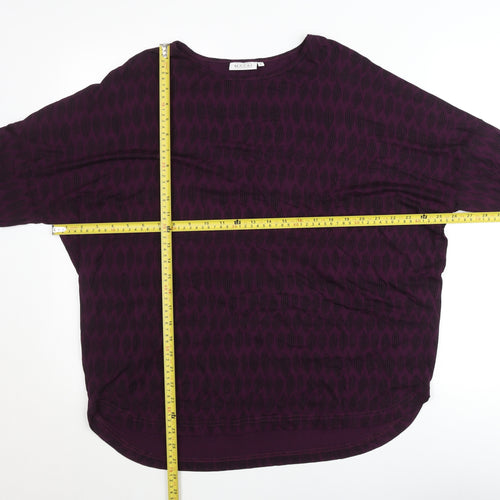 Masai Womens Purple Geometric Tunic Blouse Size L 3/4 Sleeve