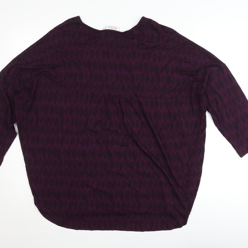 Masai Womens Purple Geometric Tunic Blouse Size L 3/4 Sleeve