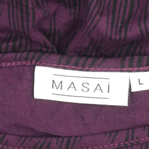 Masai Womens Purple Geometric Tunic Blouse Size L 3/4 Sleeve