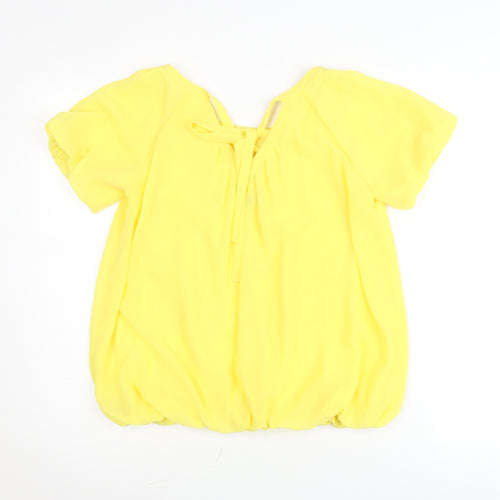 Et Vous Womens Yellow Blouse Size 8 Short Sleeve Sequin Tunic