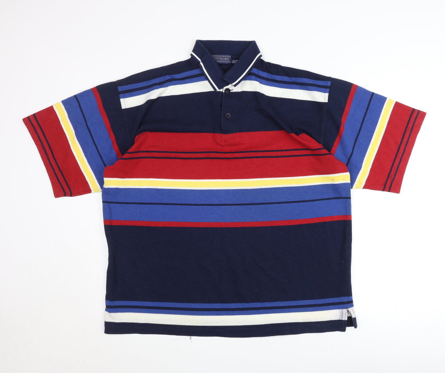 Guv'nors Men's XL Multicoloured Striped Polo Shirt Retro Cotton Blend