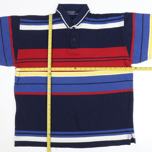 Guv'nors Men's XL Multicoloured Striped Polo Shirt Retro Cotton Blend