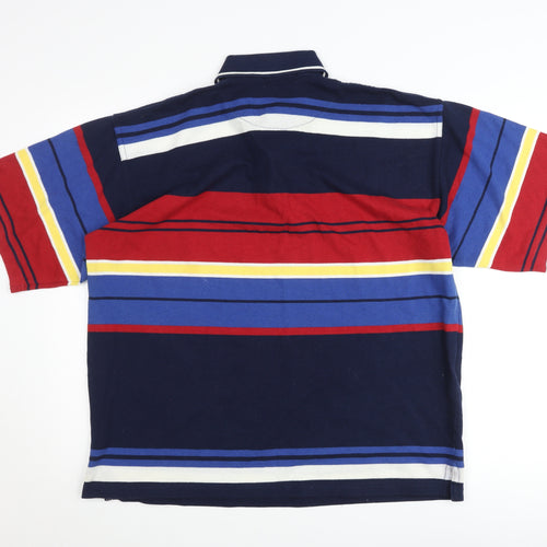 Guv'nors Men's XL Multicoloured Striped Polo Shirt Retro Cotton Blend