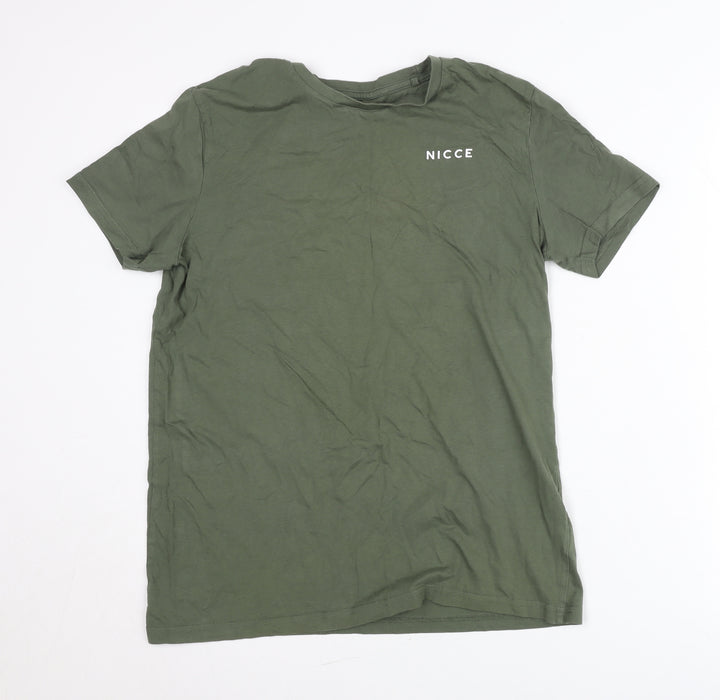 Nicce Teens Green 16 Plus Crew Neck Logo Short Sleeve T-Shirt