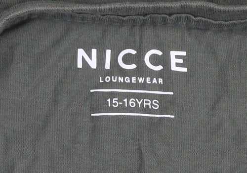 Nicce Teens Green 16 Plus Crew Neck Logo Short Sleeve T-Shirt