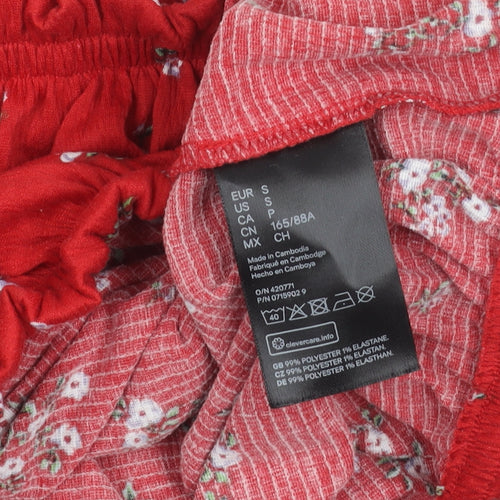 H&M Divided Women Red Floral Off Shoulder Cropped Blouse Size S