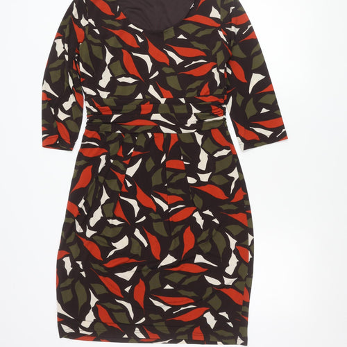 Minuet Petite Women’s Size 10 Black Red Green Ivory Sheath Dress