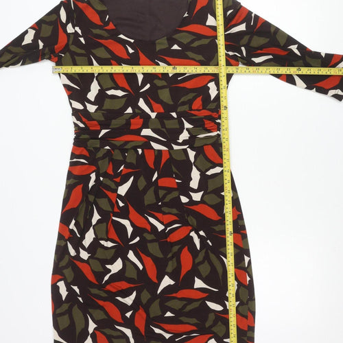 Minuet Petite Women’s Size 10 Black Red Green Ivory Sheath Dress