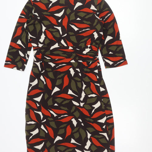 Minuet Petite Women’s Size 10 Black Red Green Ivory Sheath Dress