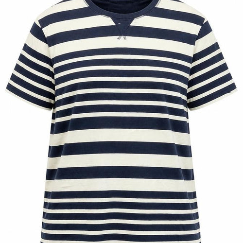Trait Supply Co Unisex Navy White Striped Cotton T-Shirt Large
