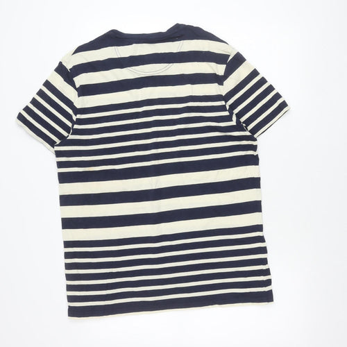 Trait Supply Co Unisex Navy White Striped Cotton T-Shirt Large
