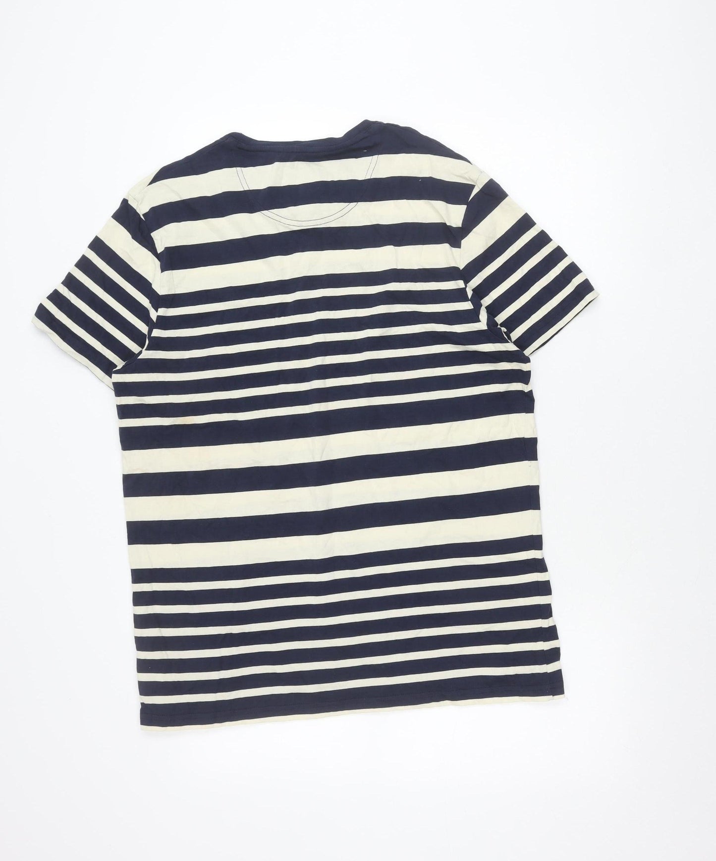 Trait Supply Co Unisex Navy White Striped Cotton T-Shirt Large